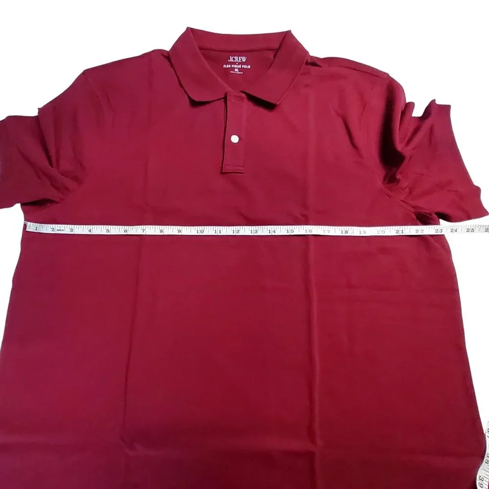 J.Crew Mens Flex Piqué Polo Shirt XL Burgundy Cotton Blend Made In Cambodia - Picture 3 of 12